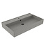 Wastafel 80 cm Edge Mat Beton Grijs met kraangat Keramiek ronde overloop