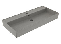 Wastafel 100 cm Edge Mat Beton Grijs met kraangat Keramiek ronde overloop