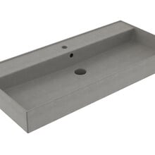 Wastafel 100 cm Edge Mat Beton Grijs met kraangat Keramiek ronde overloop