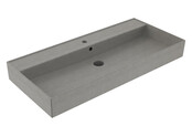 Wastafel 100 cm Edge Mat Beton Grijs met 2 kraangaten Keramiek ronde overloop Wastafel 100 cm Edge Mat Beton Grijs met 2 kraangaten Keramiek ronde overloop