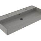 Wastafel 100 cm Edge Mat Beton Grijs met 2 kraangaten Keramiek ronde overloop