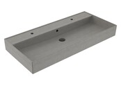 Wastafel 100 cm Edge Mat Beton Grijs met 2 kraangaten Keramiek ronde overloop Wastafel 100 cm Edge Mat Beton Grijs met 2 kraangaten Keramiek ronde overloop