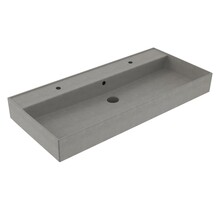 Wastafel 100 cm Edge Mat Beton Grijs met 2 kraangaten Keramiek ronde overloop