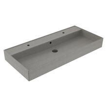 Wastafel 100 cm Edge Mat Beton Grijs met 2 kraangaten Keramiek ronde overloop