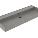 Wastafel 120 cm Edge Mat Beton Grijs enkel bak zonder kraangat Keramiek ronde overloop