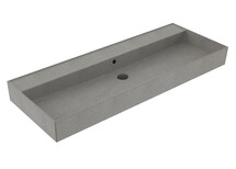 Wastafel 120 cm Edge Mat Beton Grijs enkel bak zonder kraangat Keramiek ronde overloop
