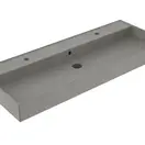 Wastafel 120 cm Edge Mat Beton Grijs enkel bak met 2 kraangaten Keramiek ronde overloop