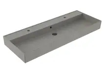 Wastafel 120 cm Edge Mat Beton Grijs enkel bak met 2 kraangaten Keramiek ronde overloop