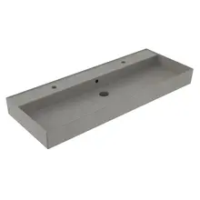 Wastafel 120 cm Edge Mat Beton Grijs enkel bak met 2 kraangaten Keramiek ronde overloop