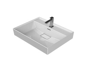 Aloni Keramische Wastafel 60x48x10 cm Sharp  Glans Wit met kraangat