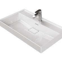 Aloni Keramische Wastafel 80x48x10 cm Sharp  Glans Wit met kraangat