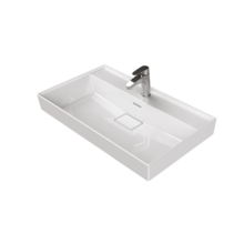 Aloni Keramische Wastafel 80x48x10 cm Sharp  Glans Wit met kraangat