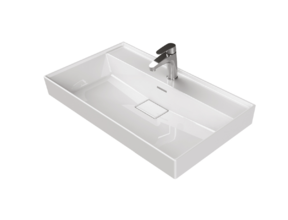 Aloni Keramische Wastafel 80x48x10 cm Sharp  Glans Wit met kraangat