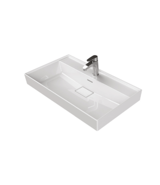 ALONI Aloni Keramische Wastafel 80x48x10 cm Sharp  Glans Wit met kraangat