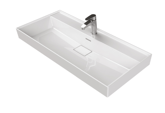 Aloni Keramische Wastafel 80x48x10 cm Sharp  Glans Wit met kraangat