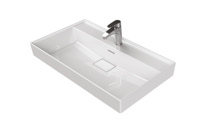 Aloni Keramische Wastafel 100x48x10 cm Sharp  Glans Wit met kraangat