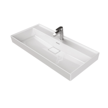 Aloni Keramische Wastafel 100x48x10 cm Sharp  Glans Wit met kraangat