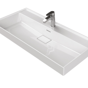 Aloni Keramische Wastafel 100x48x10 cm Sharp  Glans Wit met kraangat