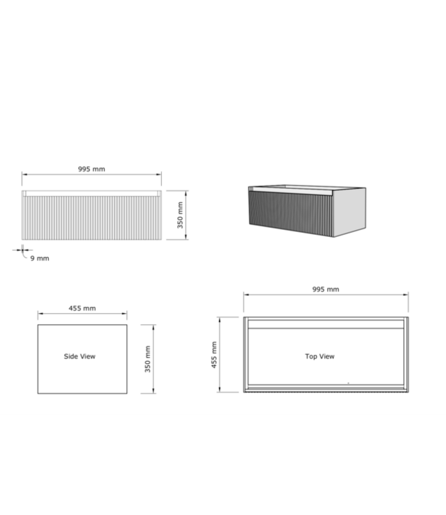 Timotheus Wastafelonderkast Ribbelfront Corn Silk 100 cm