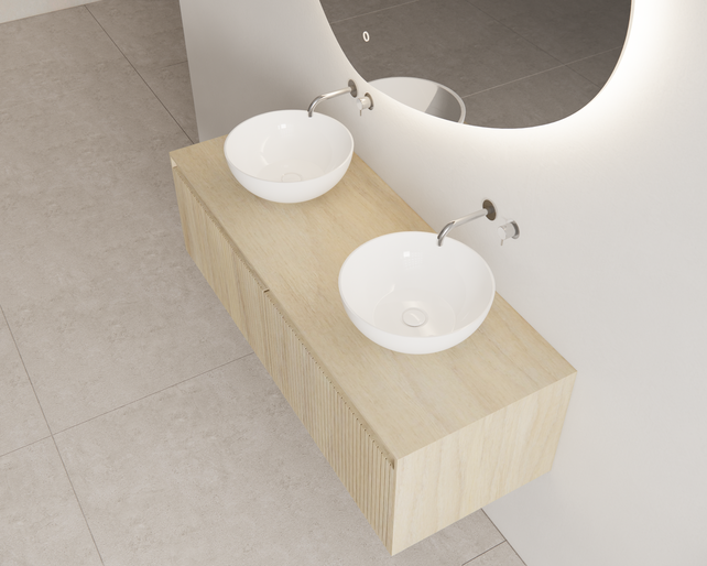 Timotheus Wastafelonderkast Ribbelfront Corn Silk 140 cm 2 lades