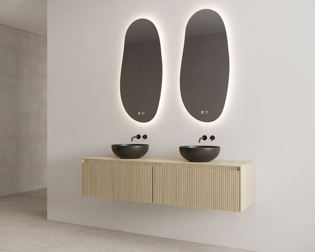 Timotheus Wastafelonderkast Ribbelfront Corn Silk 160 cm 2 lades