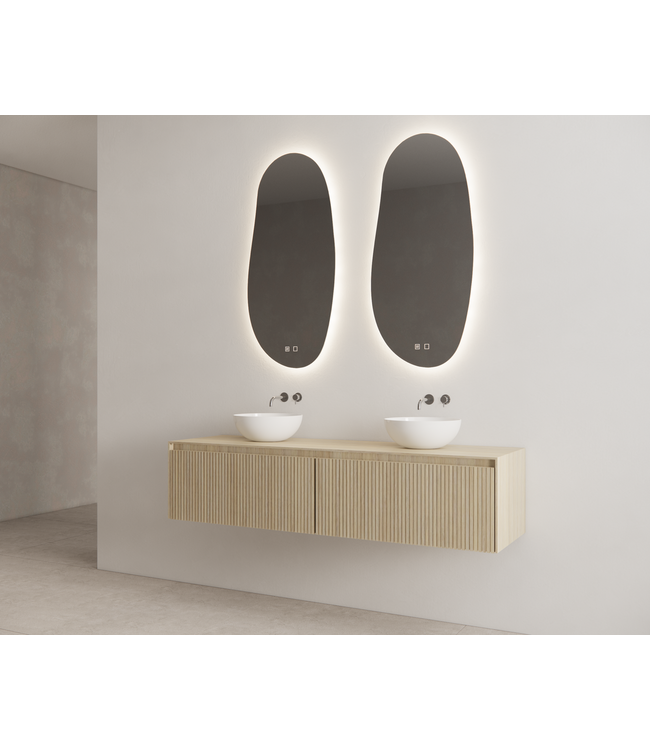 Timotheus Wastafelonderkast Ribbelfront Corn Silk 160 cm 2 lades