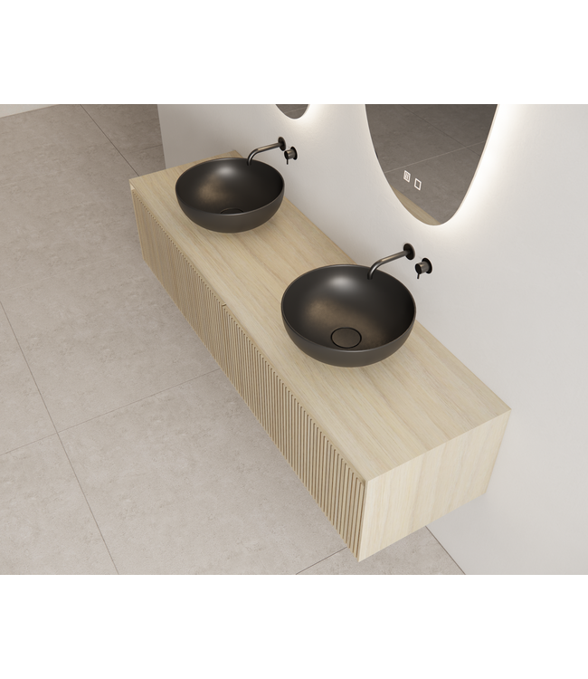 Timotheus Wastafelonderkast Ribbelfront Corn Silk 180 cm 2 lades