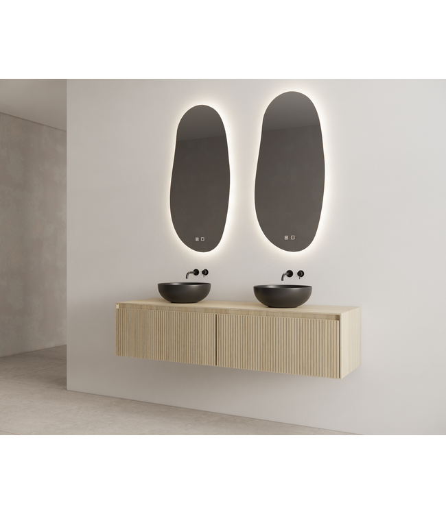 Timotheus Wastafelonderkast Ribbelfront Corn Silk 180 cm 2 lades