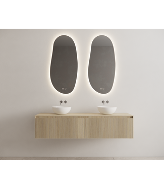 GLISS DESIGN Timotheus Wastafelonderkast Ribbelfront Corn Silk 180 cm 2 lades