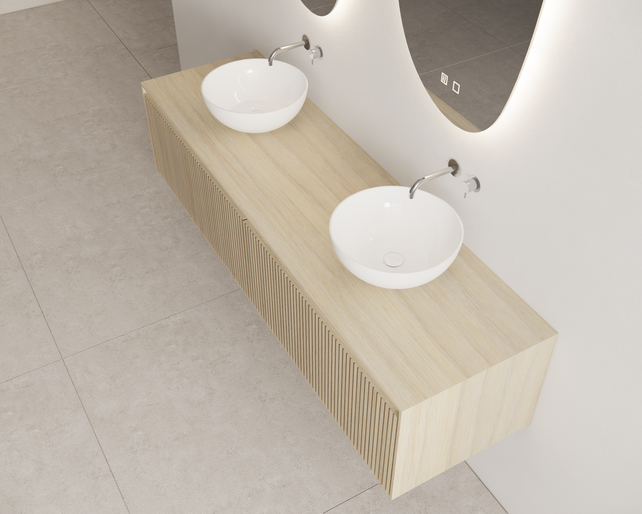 Timotheus Wastafelonderkast Ribbelfront Corn Silk 200 cm 2 lades