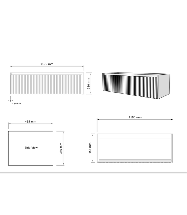 Timotheus Wastafelonderkast Ribbelfront Castle Brown 120 cm 1 lade