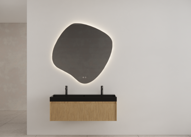 Timotheus Wastafelonderkast Ribbelfront Castle Brown 120 cm 1 lade