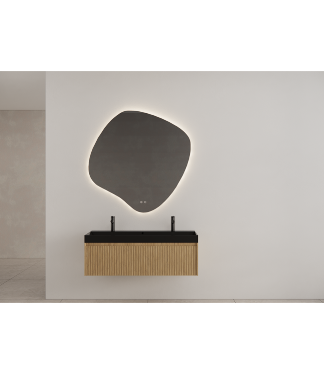 Timotheus Wastafelonderkast Ribbelfront Castle Brown 120 cm 1 lade