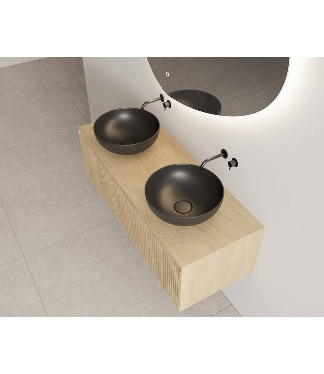 Timotheus Wastafelonderkast Ribbelfront Castle Brown 120 cm 1 lade