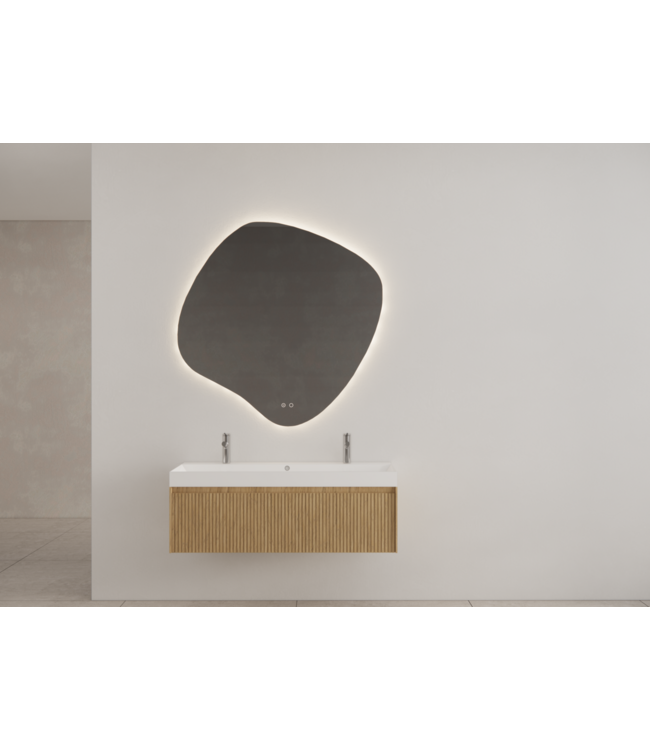 GLISS DESIGN Timotheus Wastafelonderkast Ribbelfront Castle Brown 140 cm 1 lade