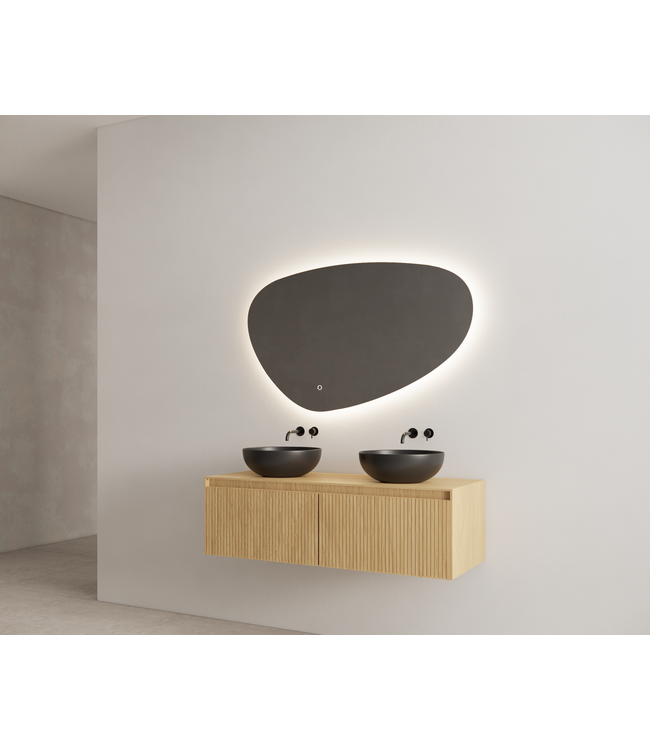 GLISS DESIGN Timotheus Wastafelonderkast Ribbelfront Castle Brown 120 cm 2 lades