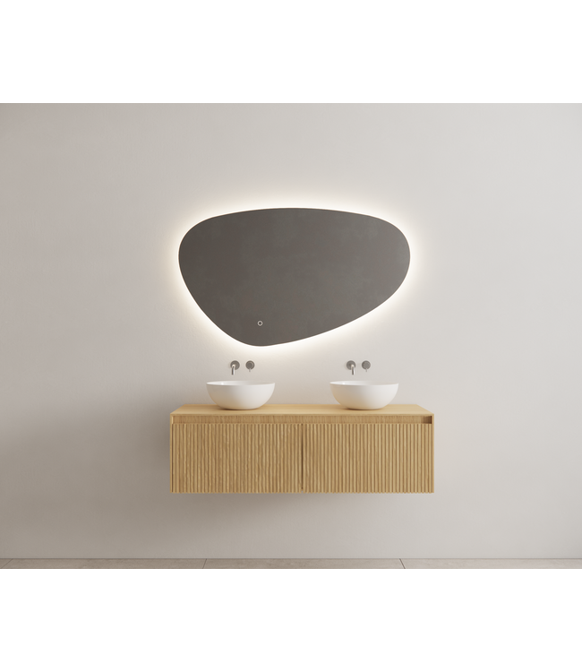 GLISS DESIGN Timotheus Wastafelonderkast Ribbelfront Castle Brown 120 cm 2 lades