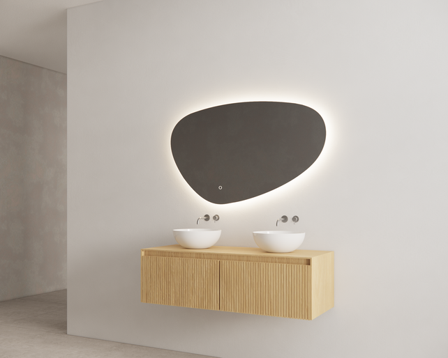 Timotheus Wastafelonderkast Ribbelfront Castle Brown 120 cm 2 lades Timotheus Wastafelonderkast Ribbelfront Castle Brown 120 cm 2 lades