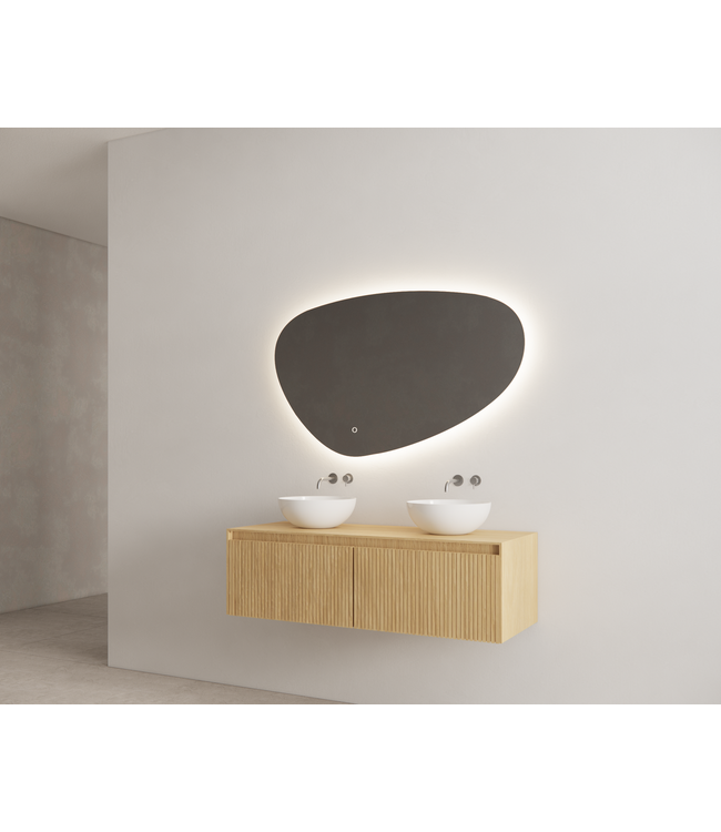 GLISS DESIGN Timotheus Wastafelonderkast Ribbelfront Castle Brown 120 cm 2 lades