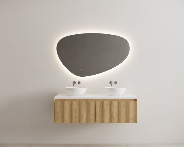 Timotheus Wastafelonderkast Ribbelfront Castle Brown 120 cm 2 lades Timotheus Wastafelonderkast Ribbelfront Castle Brown 120 cm 2 lades