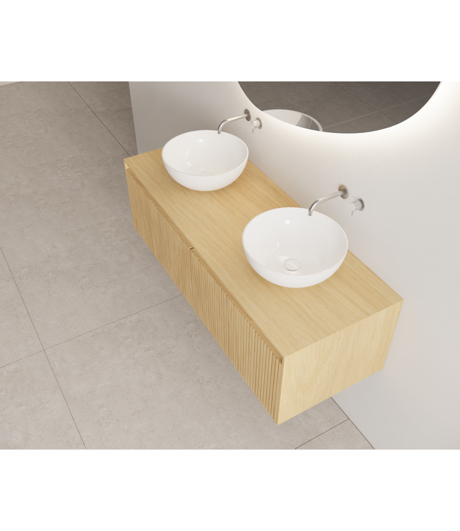 GLISS DESIGN Timotheus Wastafelonderkast Ribbelfront Castle Brown 120 cm 2 lades