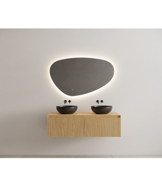 GLISS DESIGN Timotheus Wastafelonderkast Ribbelfront Castle Brown 120 cm 2 lades