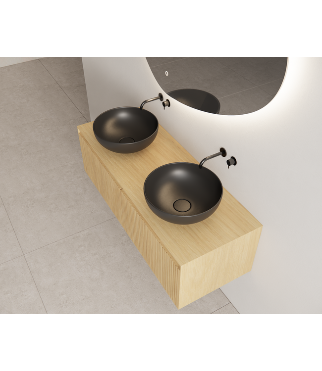 Timotheus Wastafelonderkast Ribbelfront Castle Brown 140 cm 2 lades