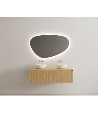 GLISS DESIGN Timotheus Wastafelonderkast Ribbelfront Castle Brown 140 cm 2 lades