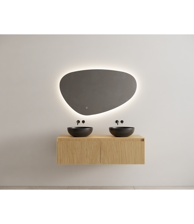 Timotheus Wastafelonderkast Ribbelfront Castle Brown 140 cm 2 lades