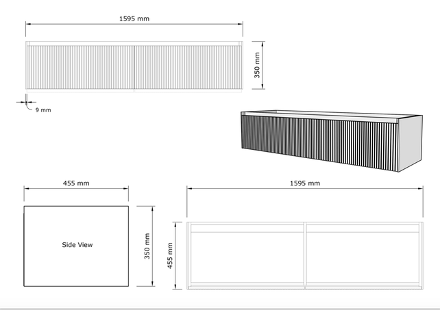 Timotheus Wastafelonderkast Ribbelfront Castle Brown 160 cm 2 lades