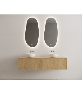 GLISS DESIGN Timotheus Wastafelonderkast Ribbelfront Castle Brown 160 cm 2 lades