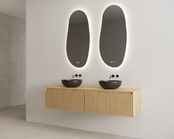 Timotheus Wastafelonderkast Ribbelfront Castle Brown 160 cm 2 lades