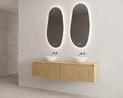 Timotheus Wastafelonderkast Ribbelfront Castle Brown 180 cm 2 lades