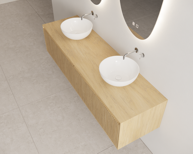 Timotheus Wastafelonderkast Ribbelfront Castle Brown 180 cm 2 lades